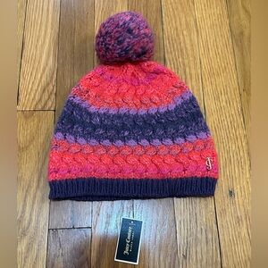 Juicy Couture Striped Knit Beanie with Pom-Pom NWT